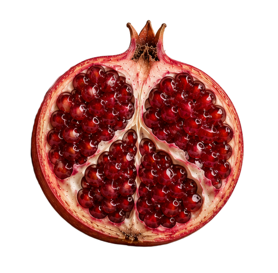 Aufgeschnittener Granatapfel als Sinnbild für Weiblichkeit