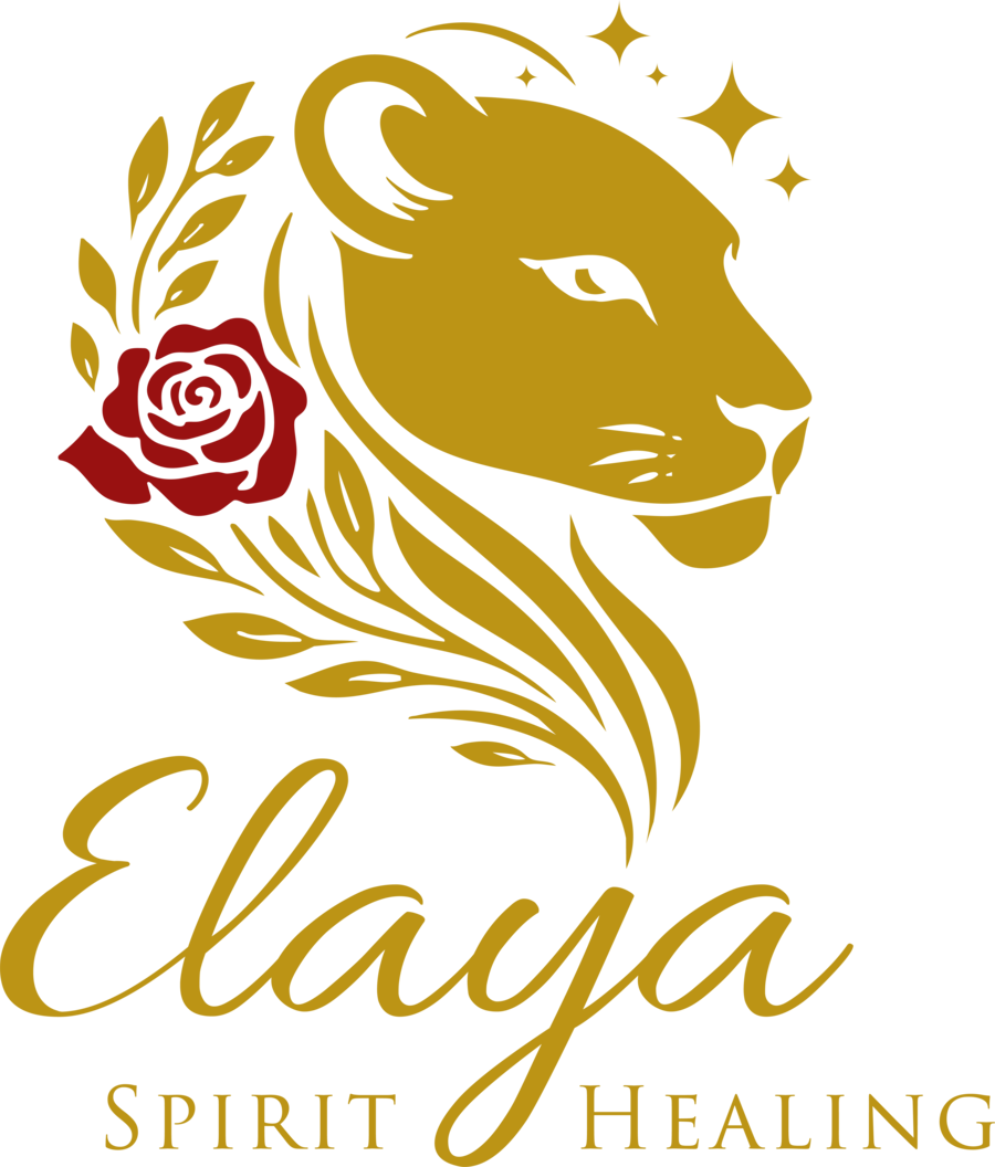 Logo Elaya Spirit Healing, Löwin mit Rose